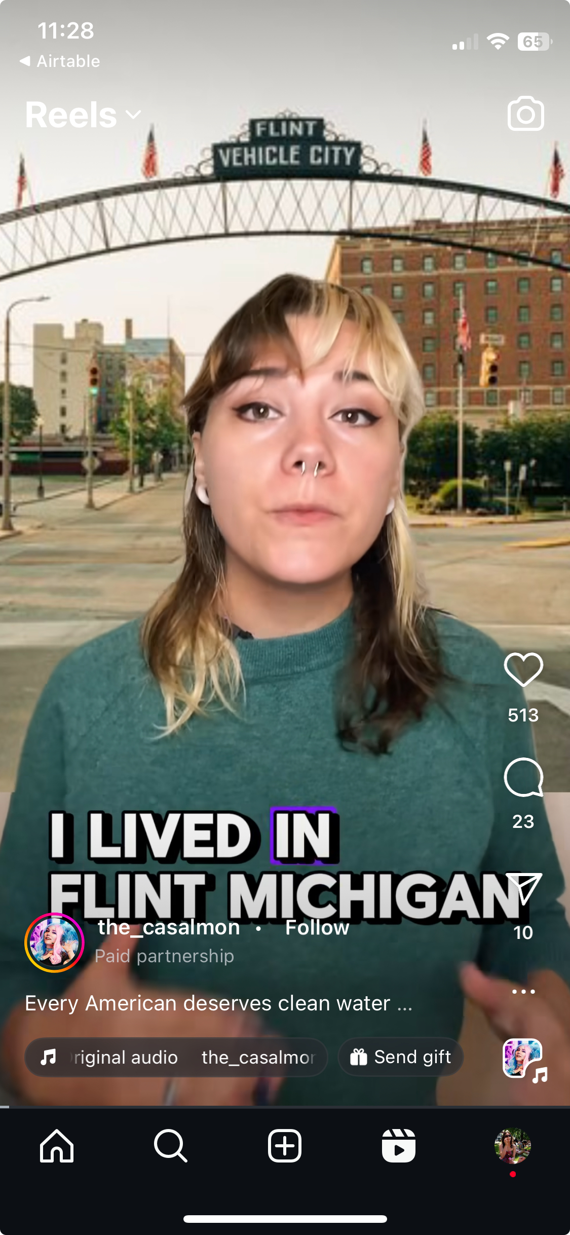Screenshot of an Instagram reel